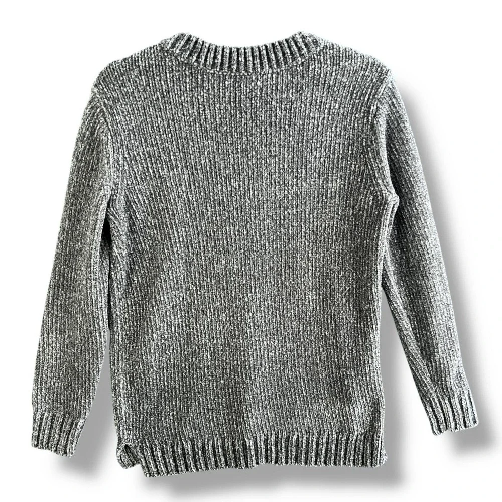 Orvis Sweater Womens Medium Gray Chenille Pullover‎ V Neck Long Sleeve Cozy Knit